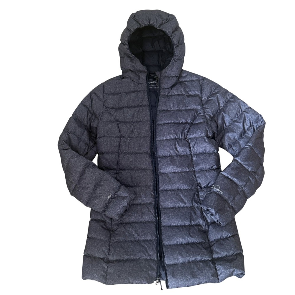 Eddie Bauer Women's Down Puffer Coat Jacket Small Navy EB650 Packable Hoodie